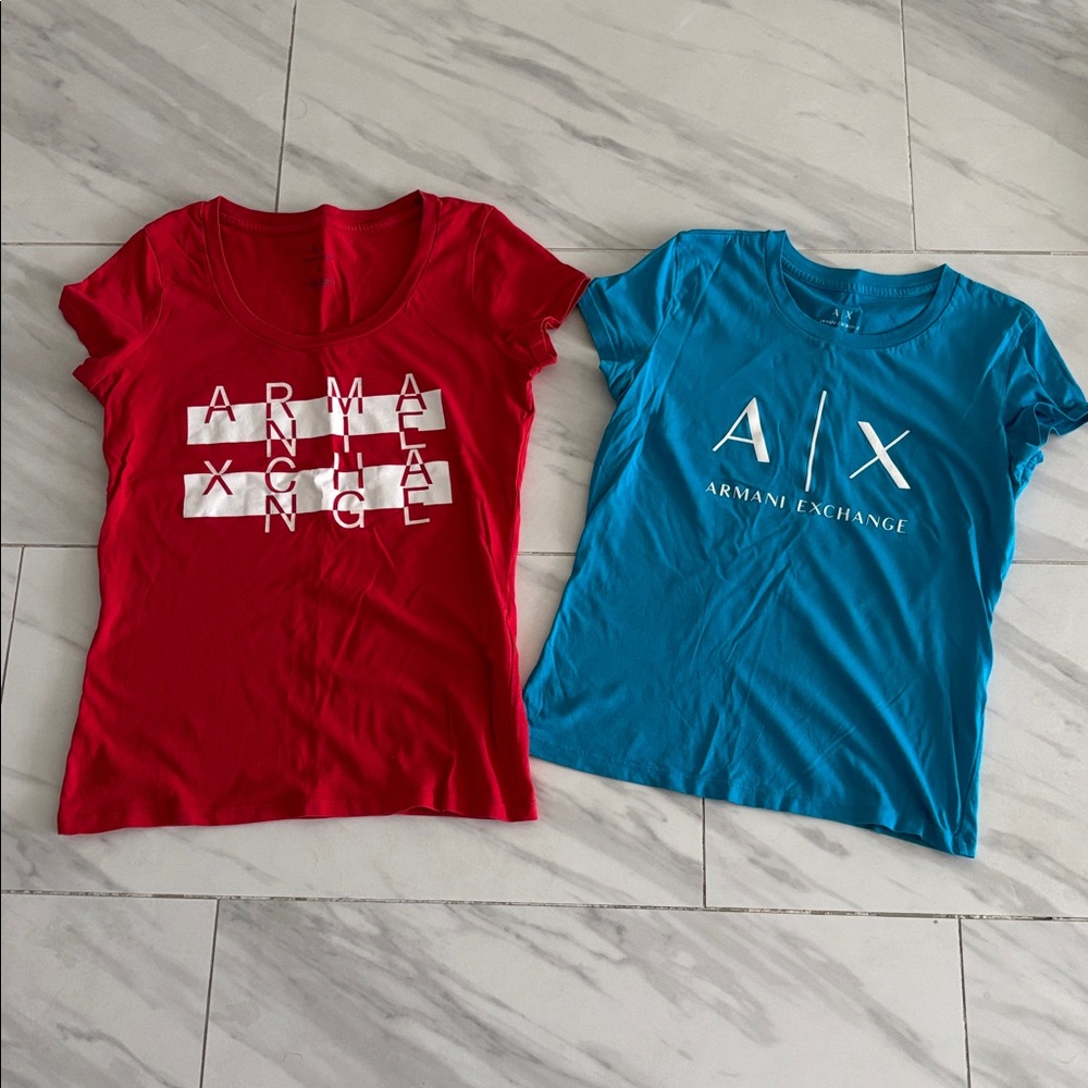 Armani Exchange Graphic Red and Blue Tees